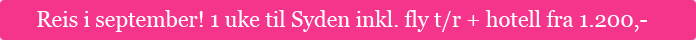 Syden 1 uke m/fly og hotell